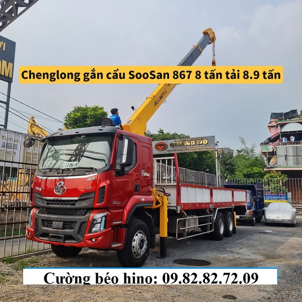 xe chenglong gắn cẩu soosan 8 tấn